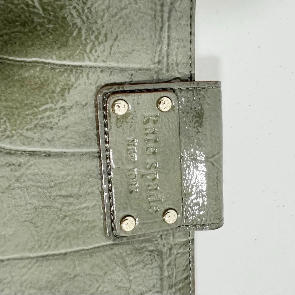 Kate Spade Green Embossed Crocodile Mini Envelope Clutch